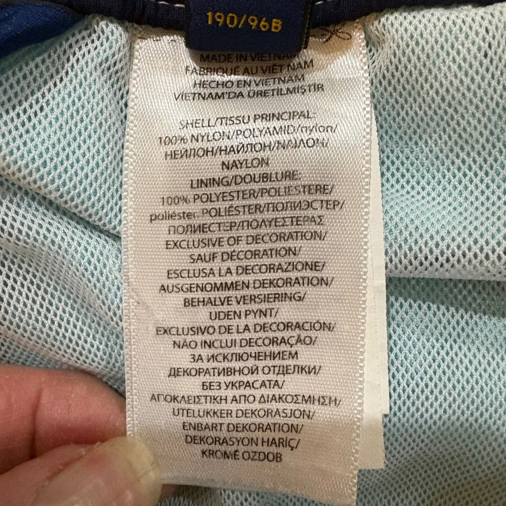 Polo Ralph Lauren Mens XXL Light Blue Nylon Cargo Mesh Lined Swim Trunks Shorts